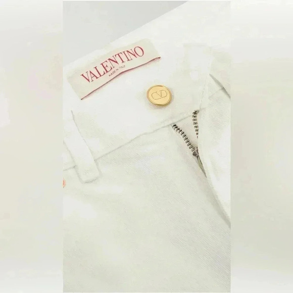 NWT Valentino White Jeans Womens Denim Embellished Large V Logo Size 30 - Picture 4 of 15